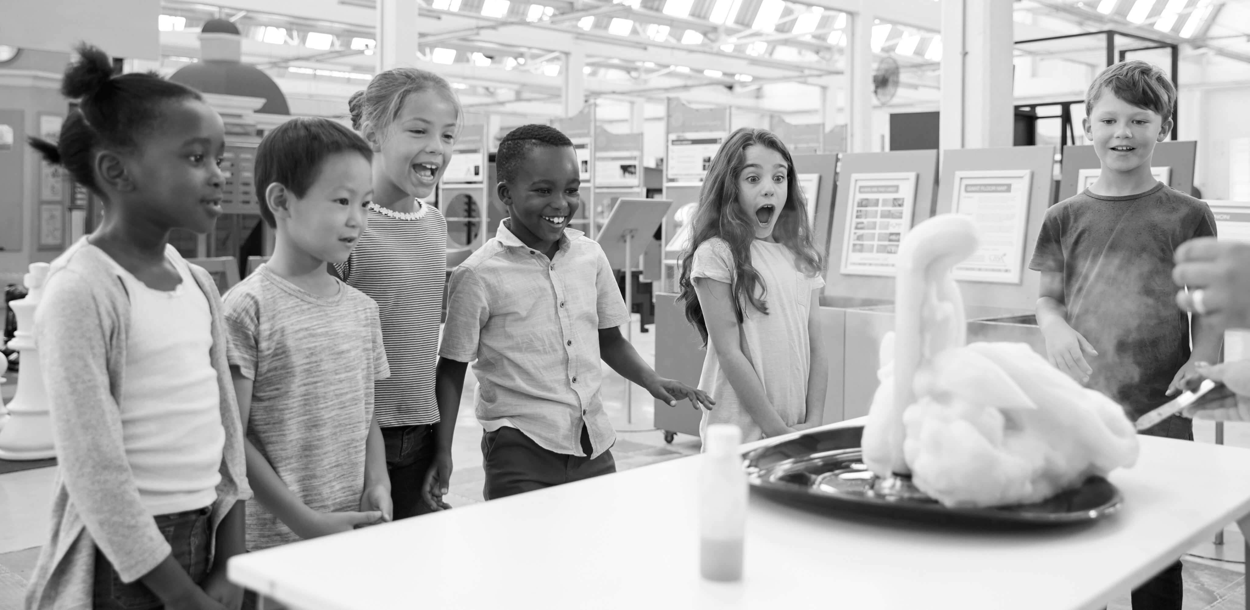 Kids watching an experiment